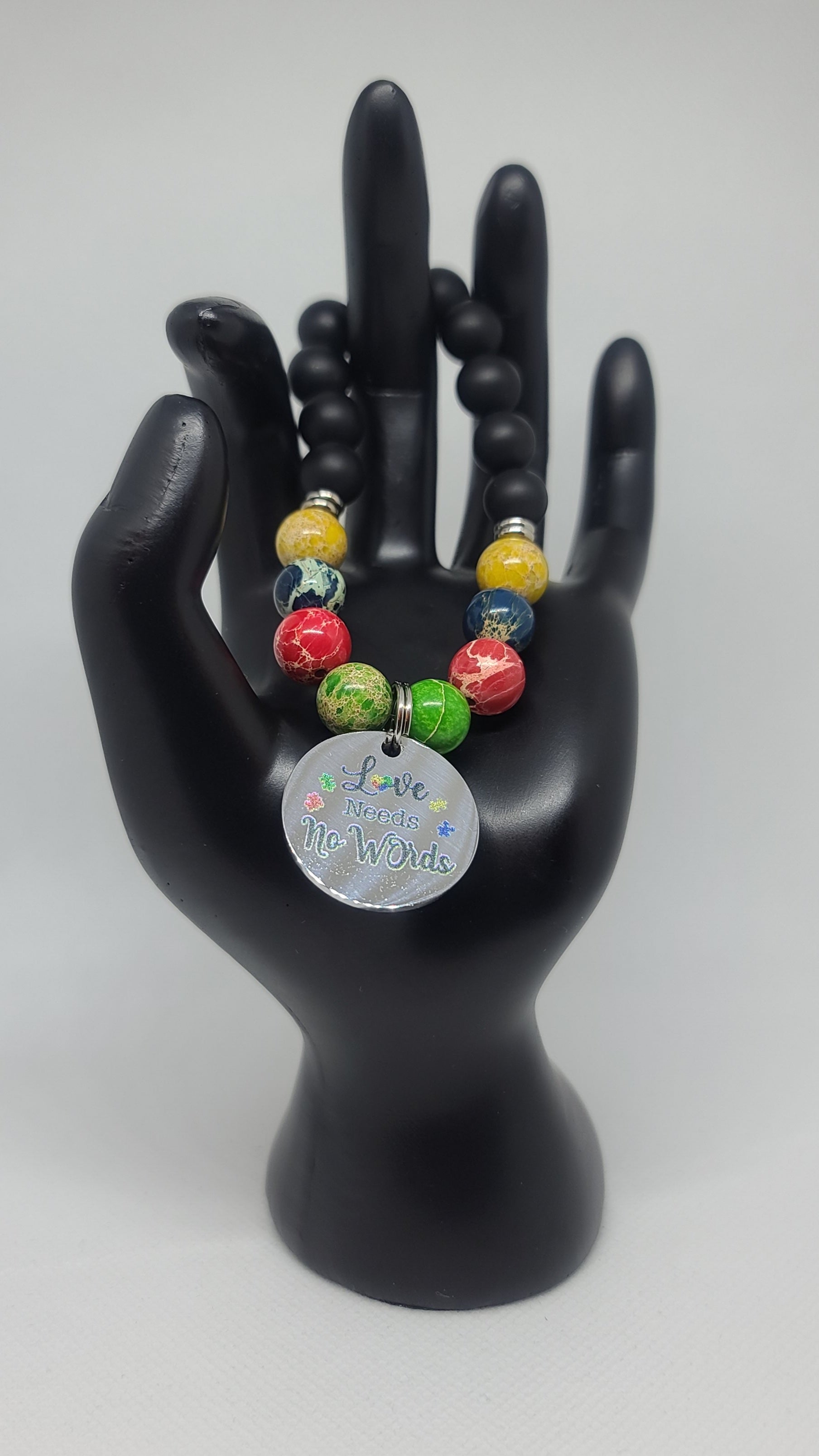 Multi Color Sea Sediment Jasper & Black Matte Onyx 10mm