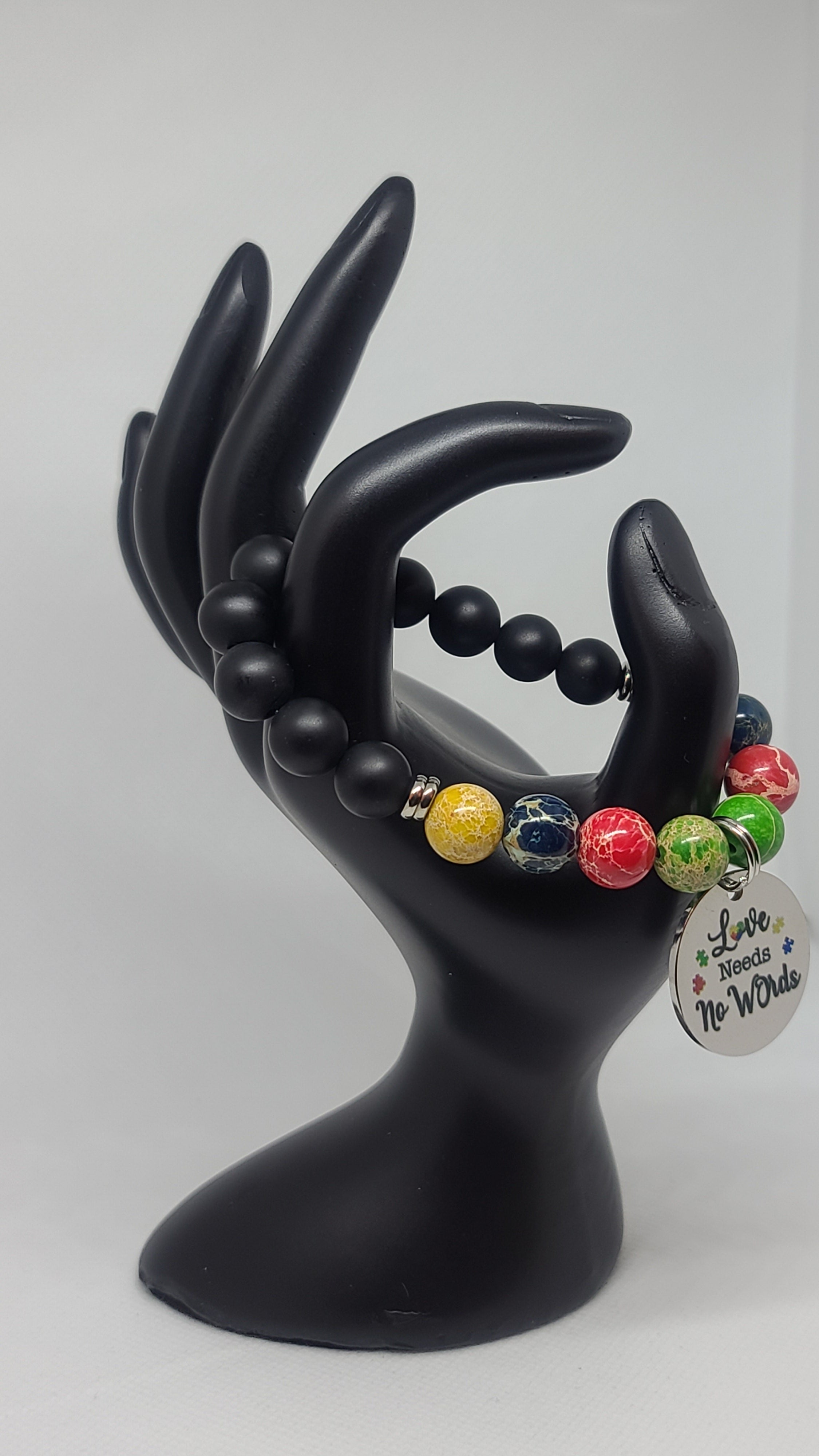 Multi Color Sea Sediment Jasper & Black Matte Onyx 10mm