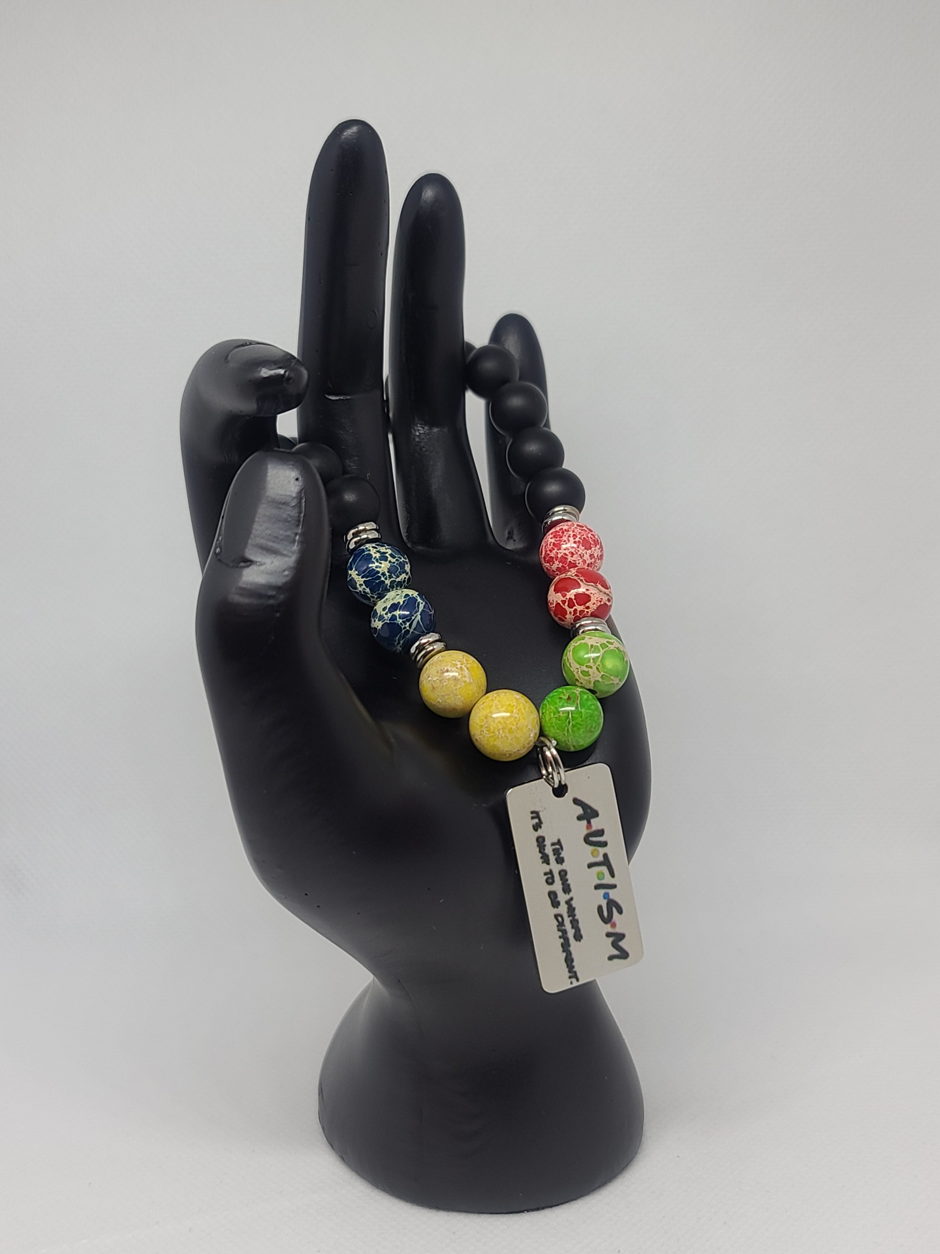 Multi Color Sea Sediment Jasper & Black Matte Onyx 10mm