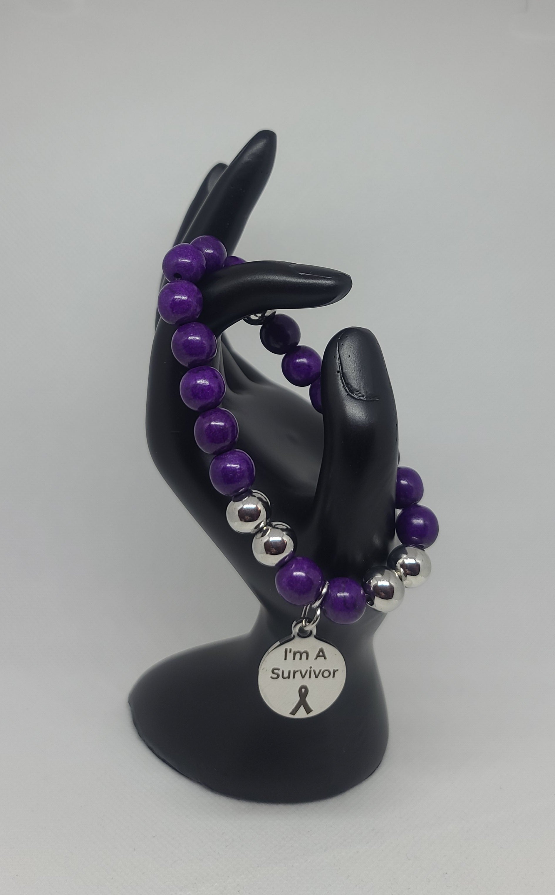 Purple Howlite & Stainless Steel 10mm