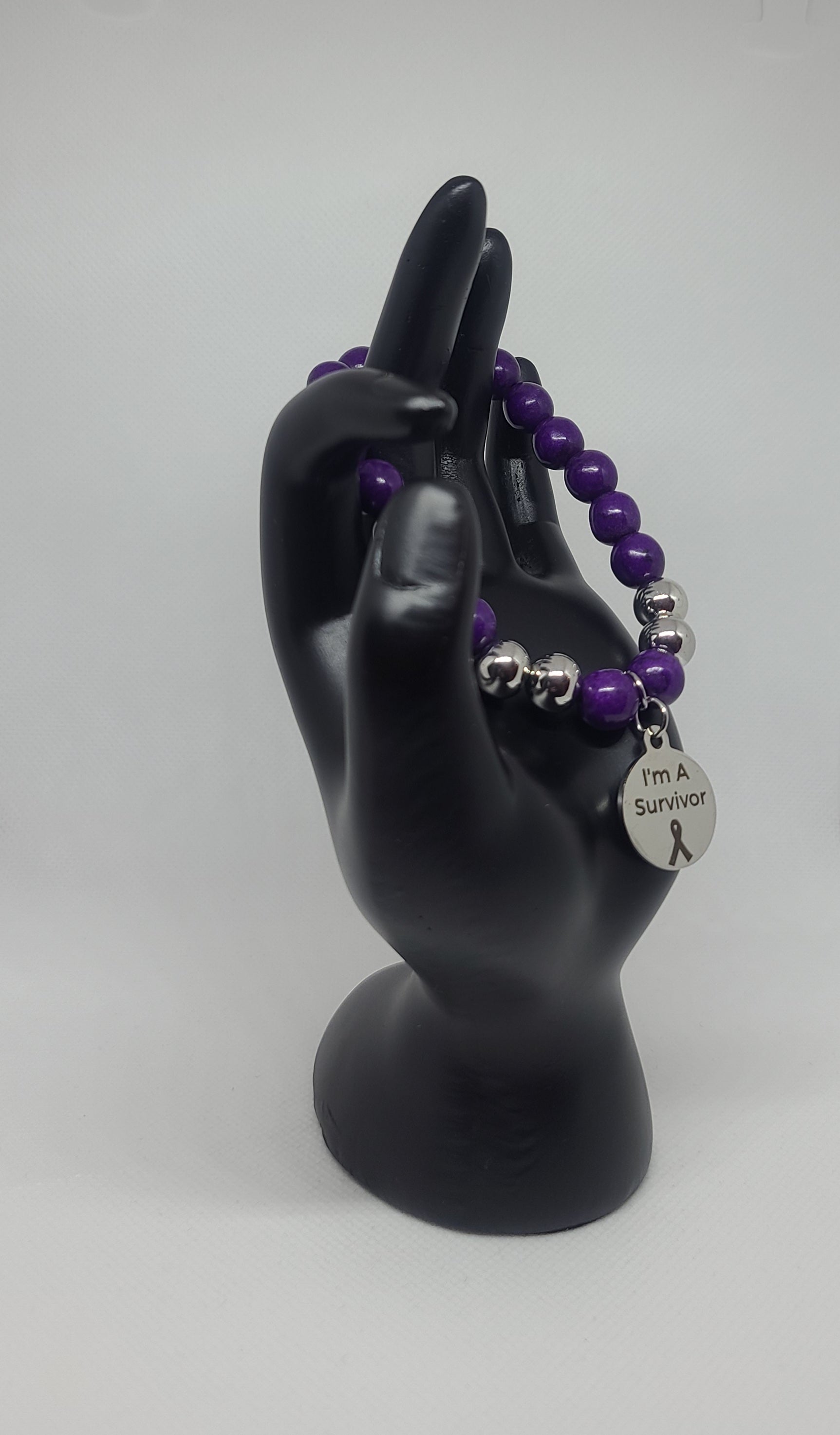 Purple Howlite & Stainless Steel 10mm