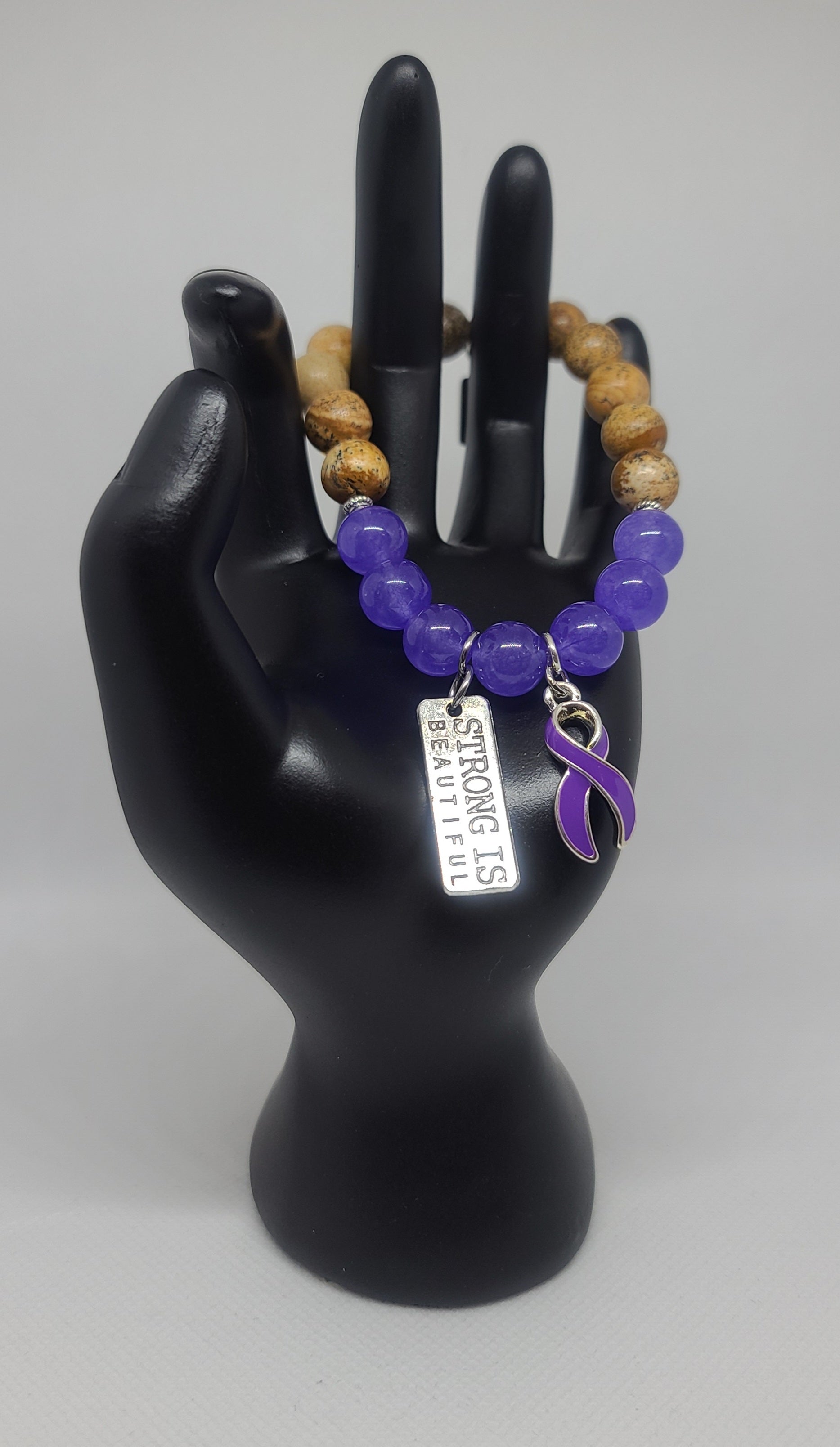 Lavendar Quartzite & Picture Jasper 10mm
