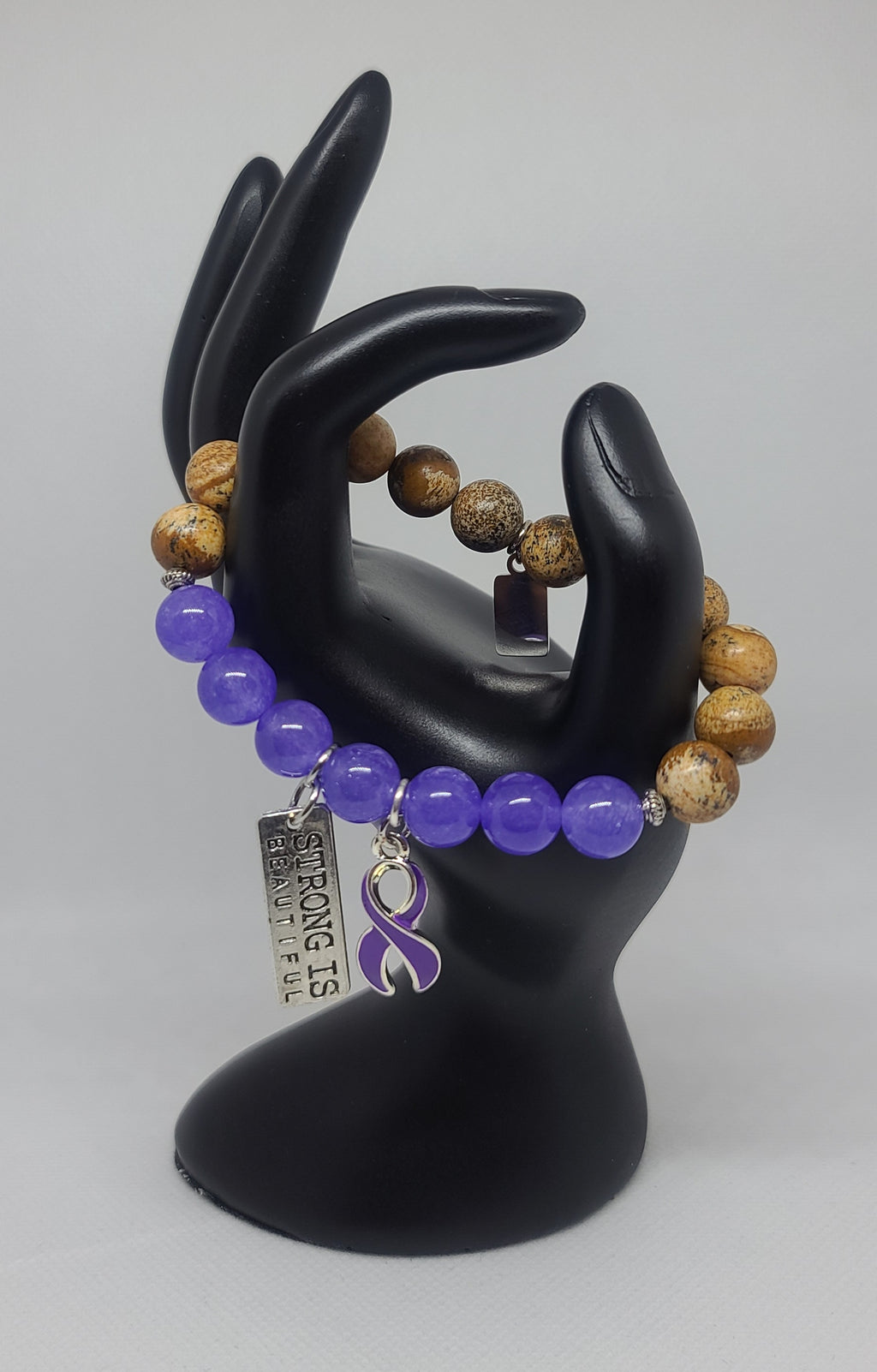 Lavendar Quartzite & Picture Jasper 10mm