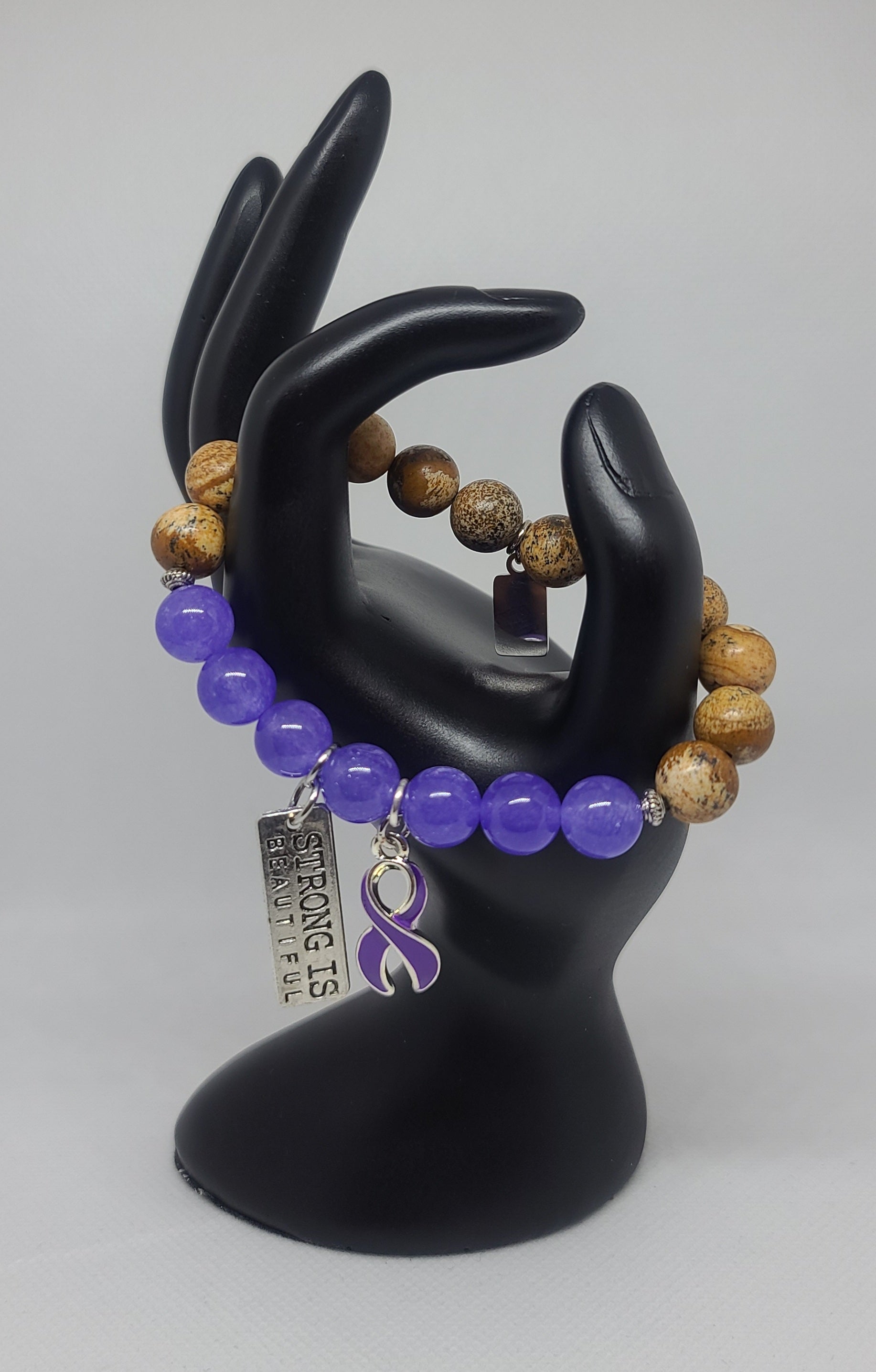 Lavendar Quartzite & Picture Jasper 10mm