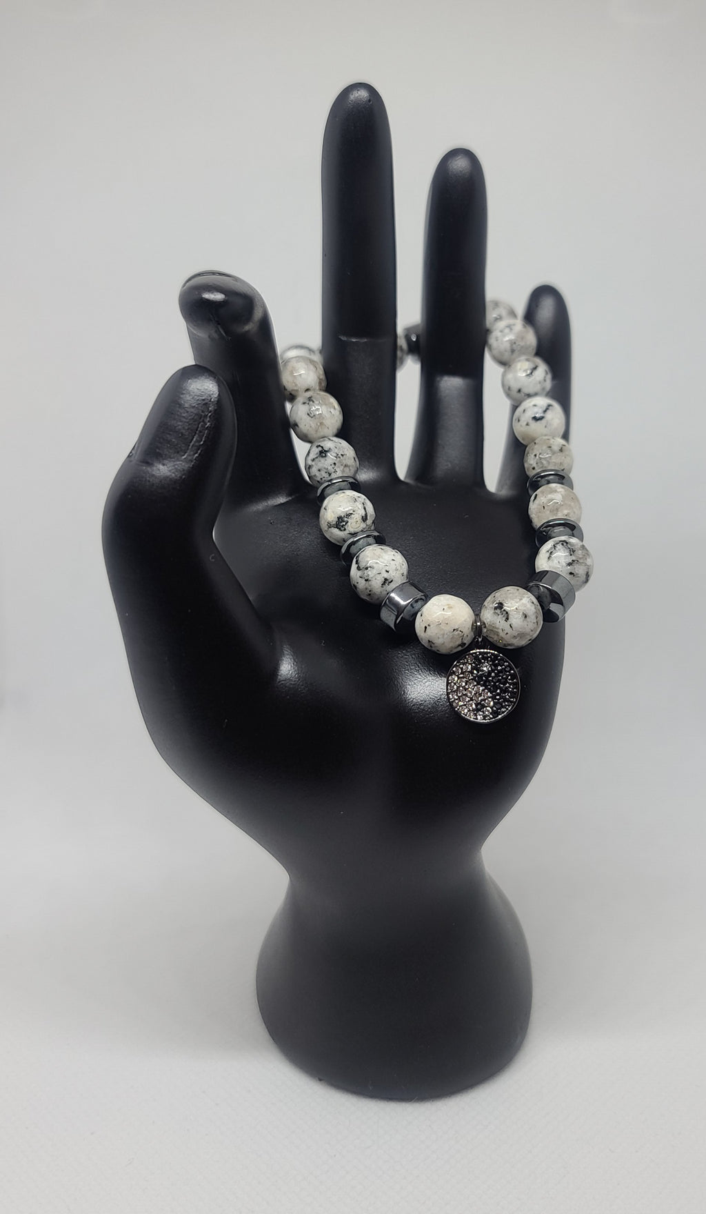 Black and Grey Spotted Agate Faceted 10mm