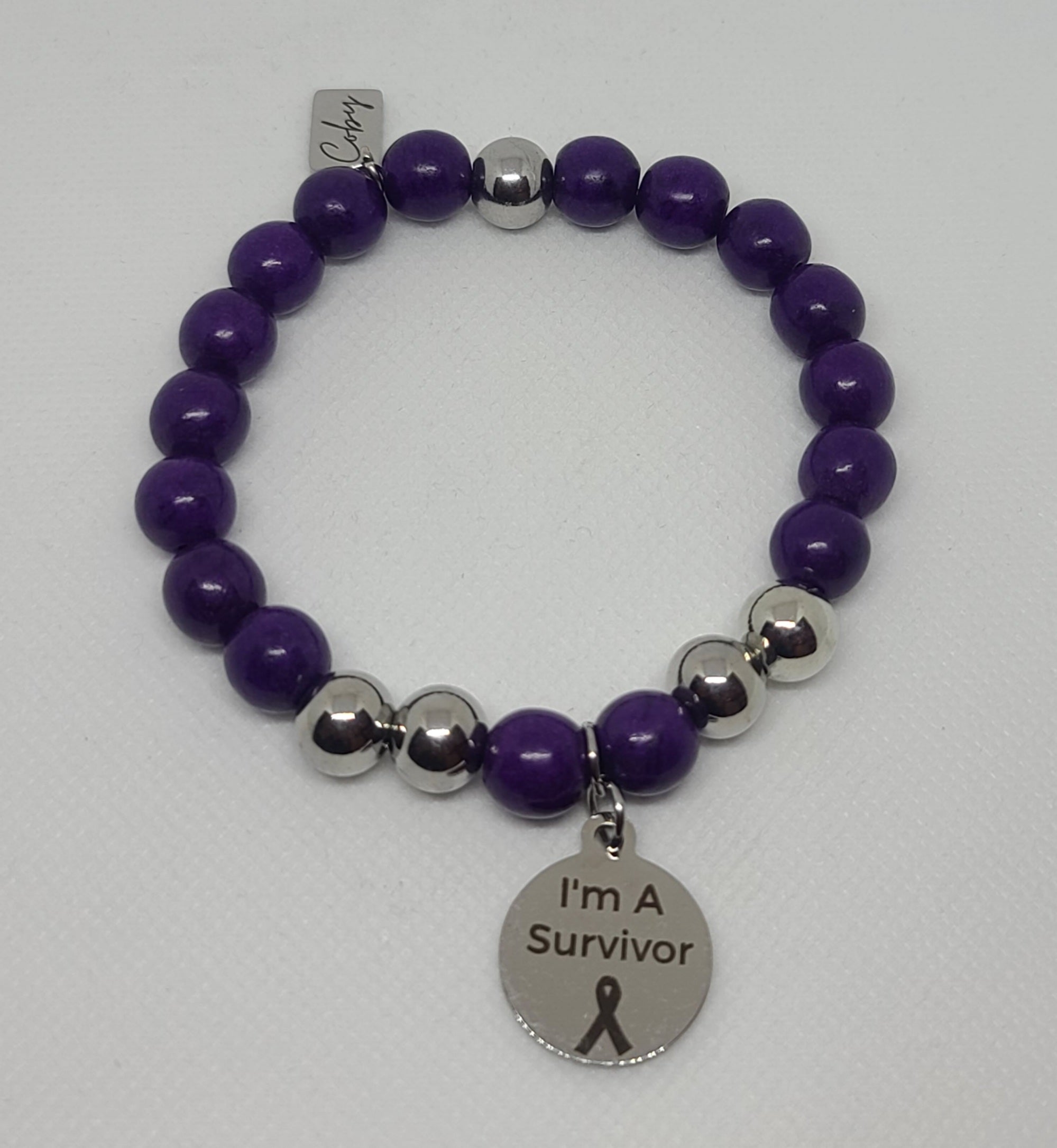 Purple Howlite & Stainless Steel 10mm