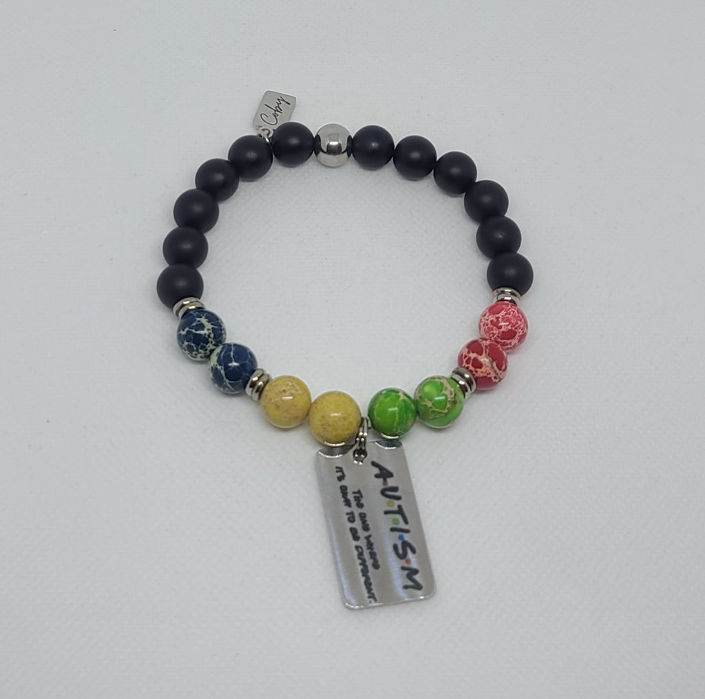 Multi Color Sea Sediment Jasper & Black Matte Onyx 10mm