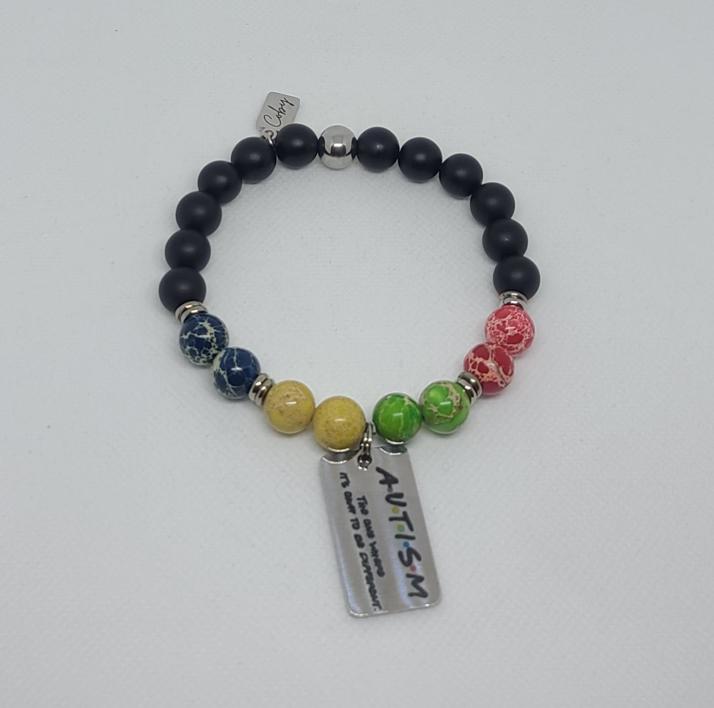 Multi Color Sea Sediment Jasper & Black Matte Onyx 10mm