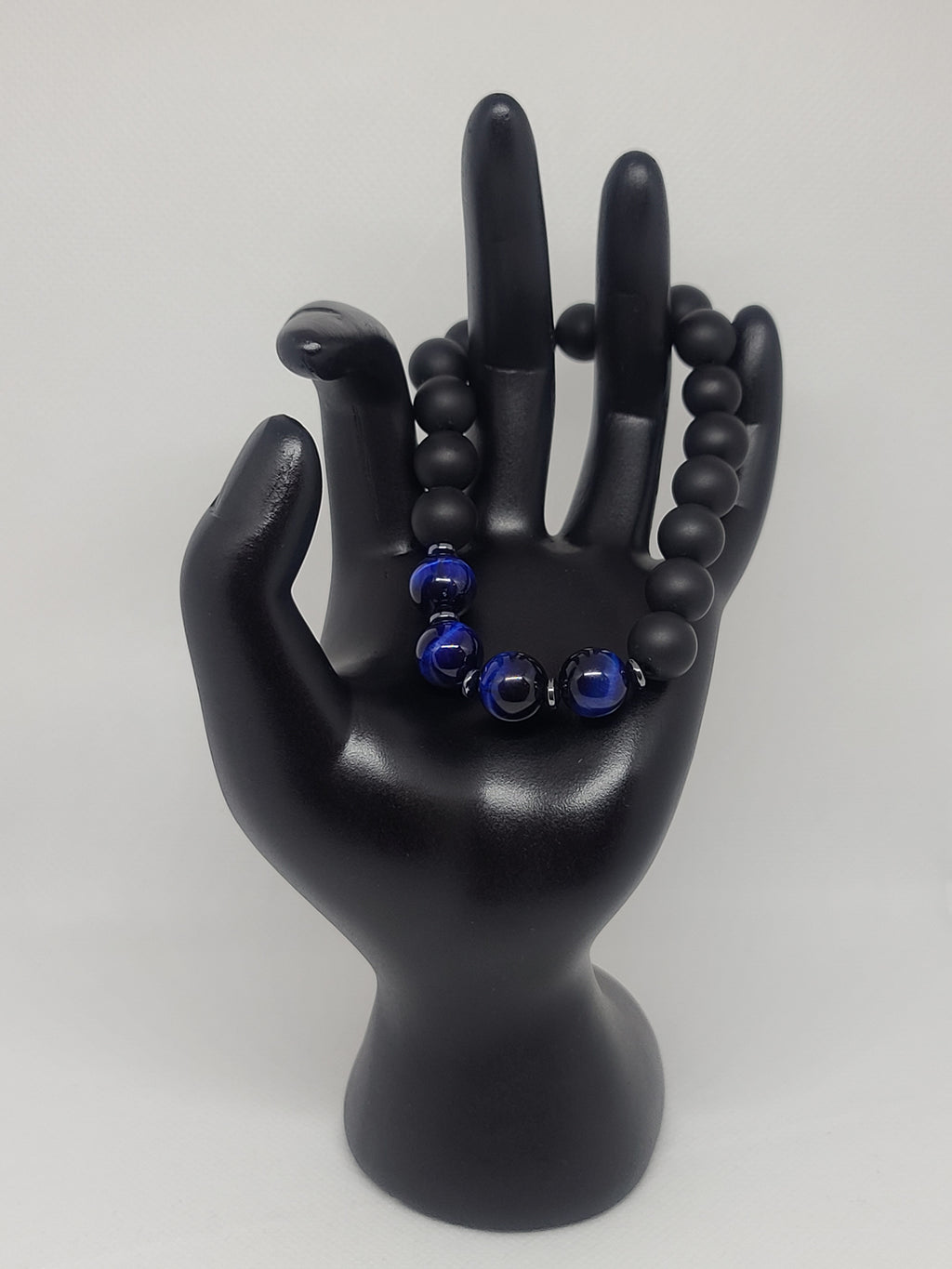 Matte Black Onyx & Blue Tiger's Eye 10mm