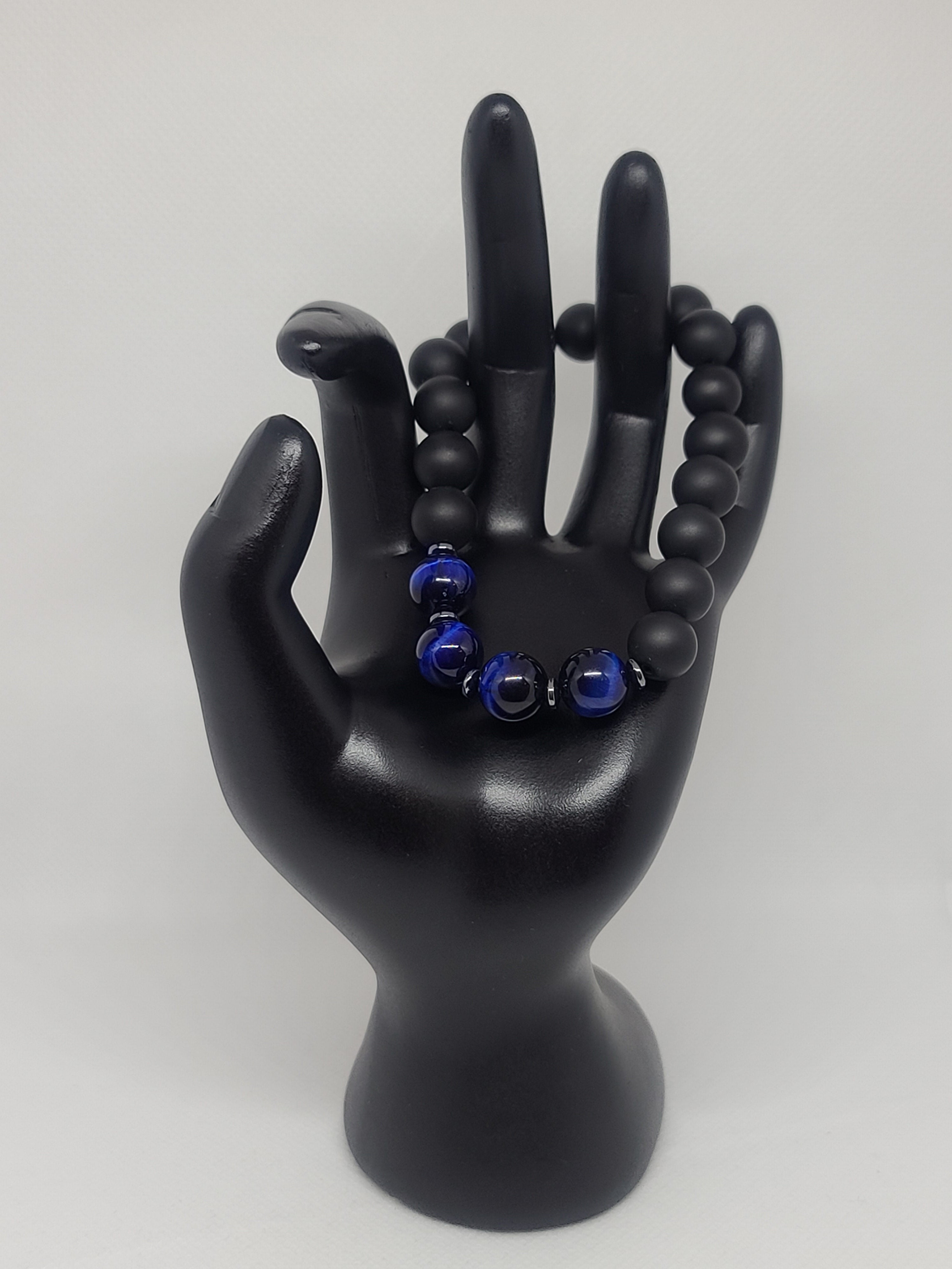 Matte Black Onyx & Blue Tiger's Eye 10mm