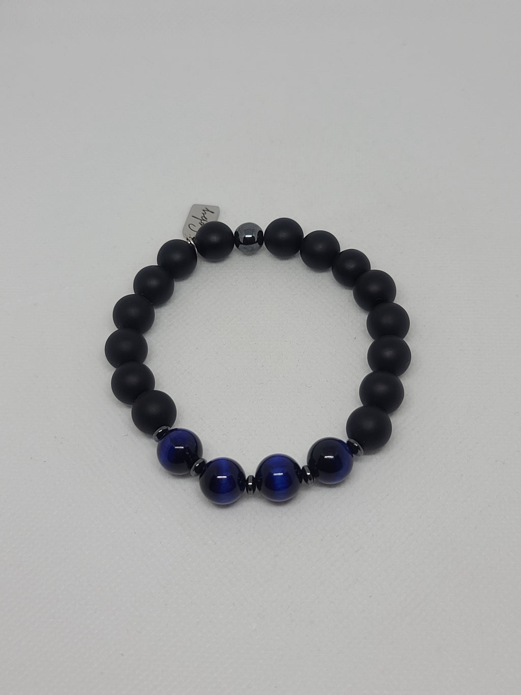 Matte Black Onyx & Blue Tiger's Eye 10mm
