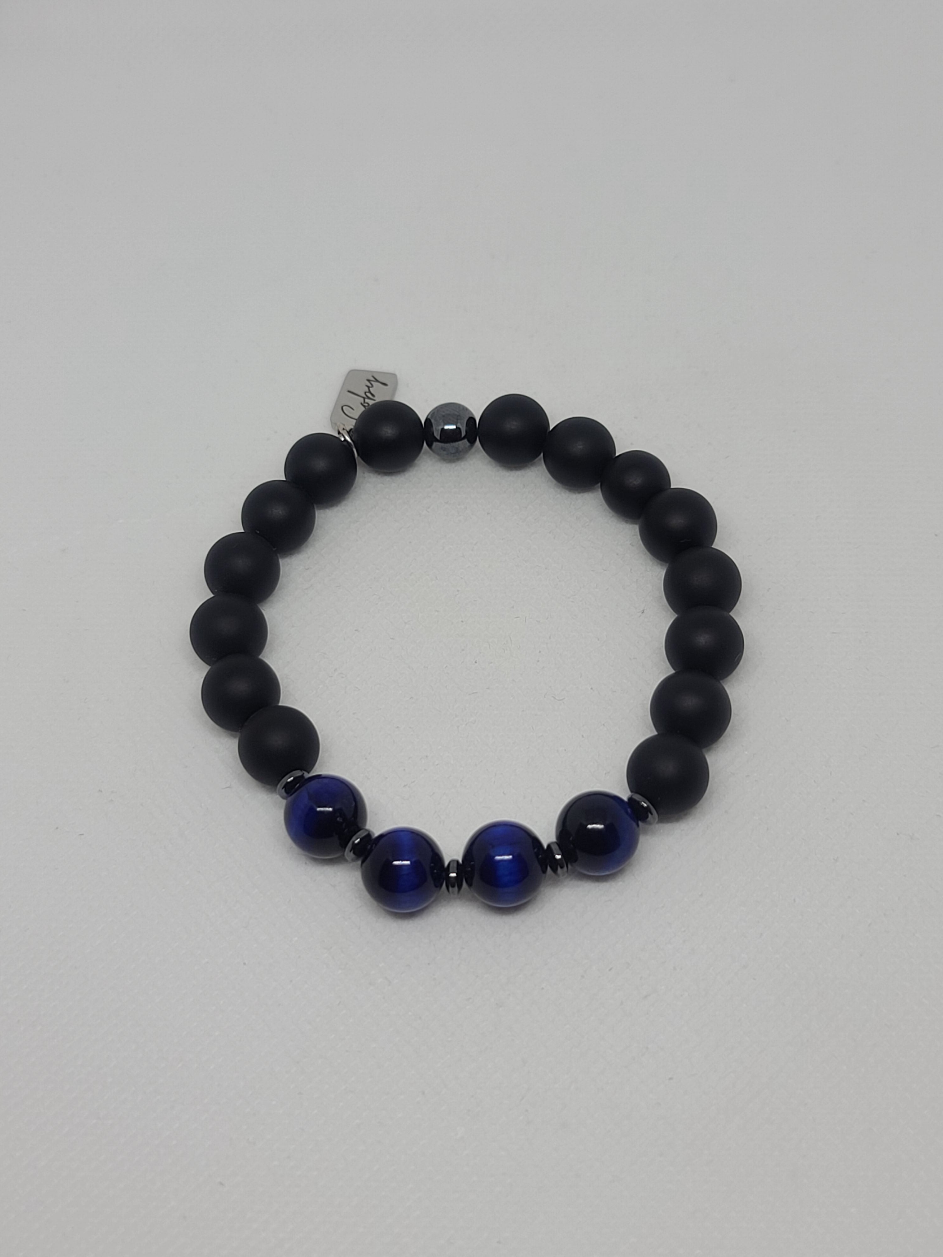 Matte Black Onyx & Blue Tiger's Eye 10mm