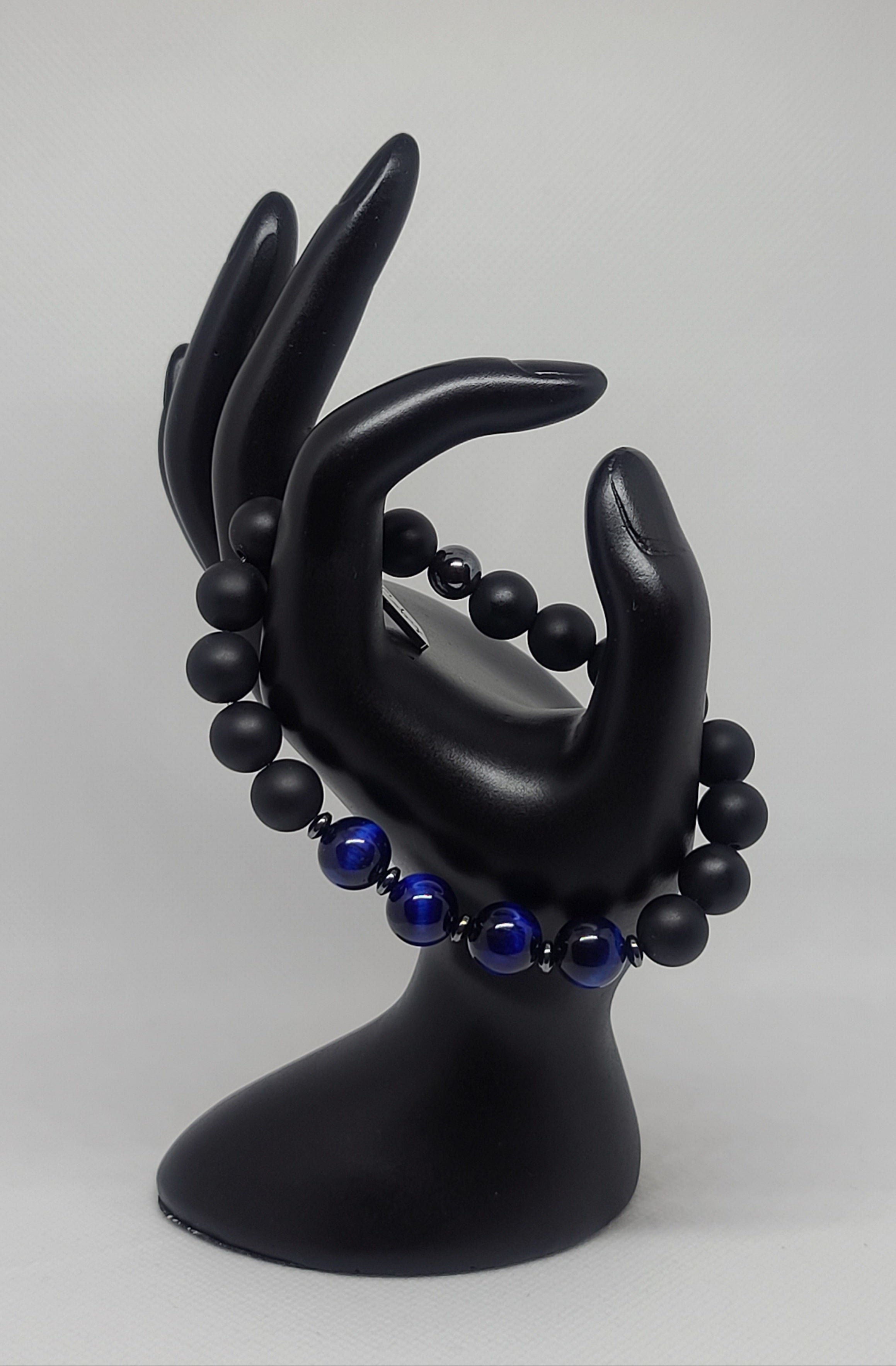 Matte Black Onyx & Blue Tiger's Eye 10mm