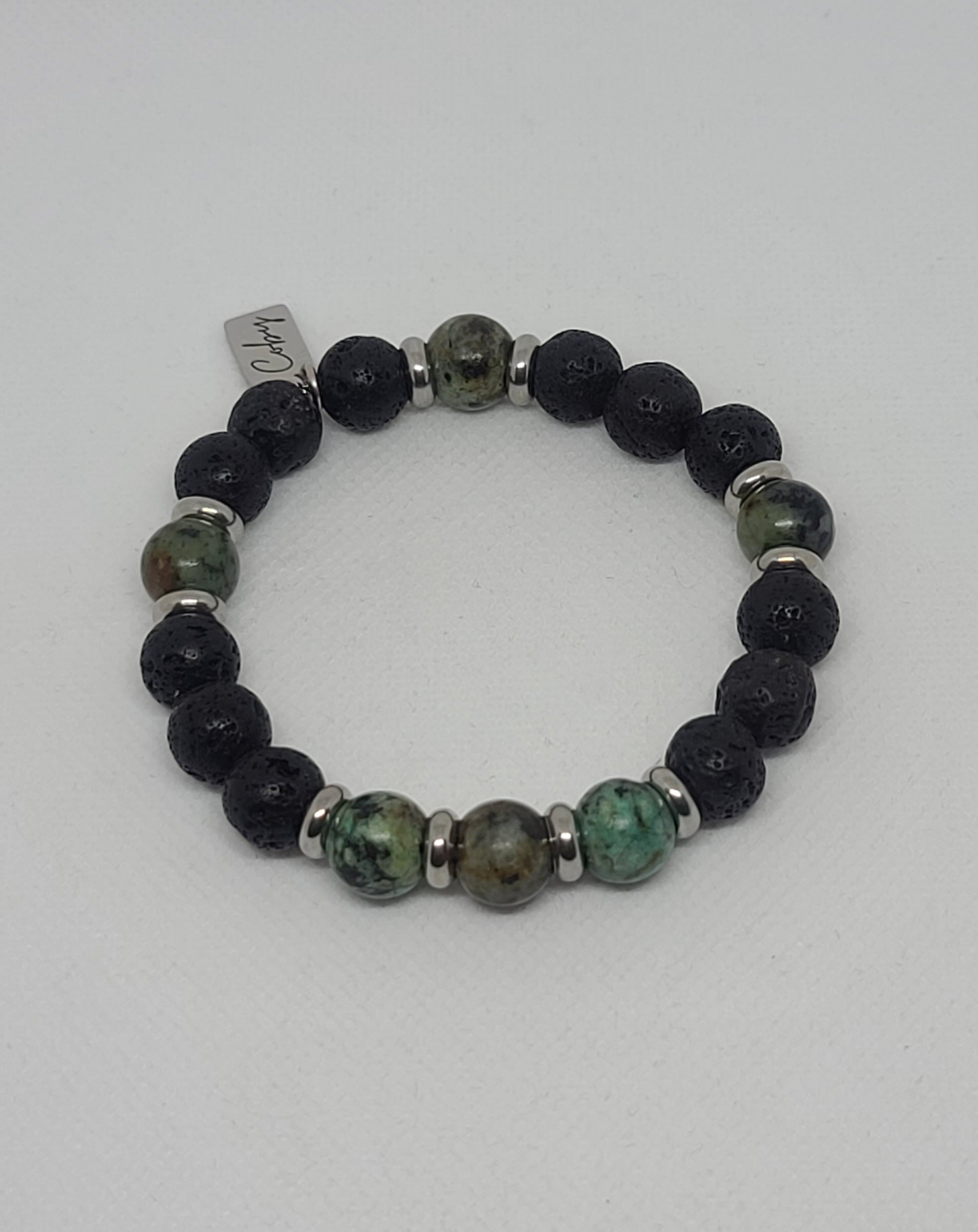 Grade AAA African Turquoise & Lava Rock (Diffuser Beads) 10mm