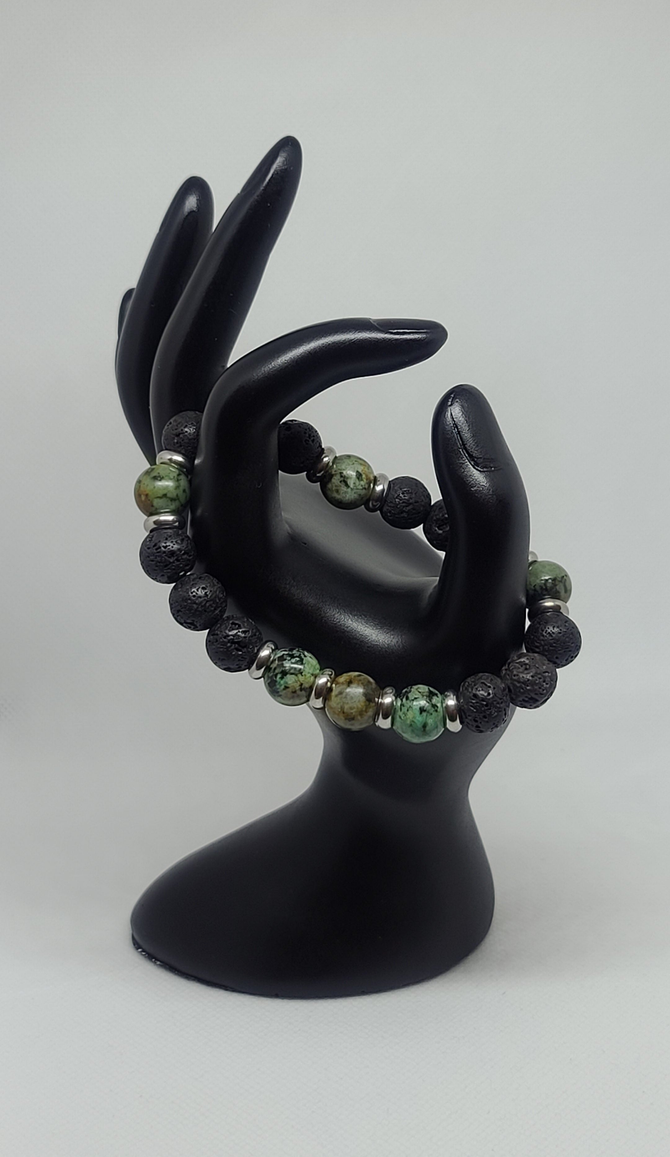 Grade AAA African Turquoise & Lava Rock (Diffuser Beads) 10mm