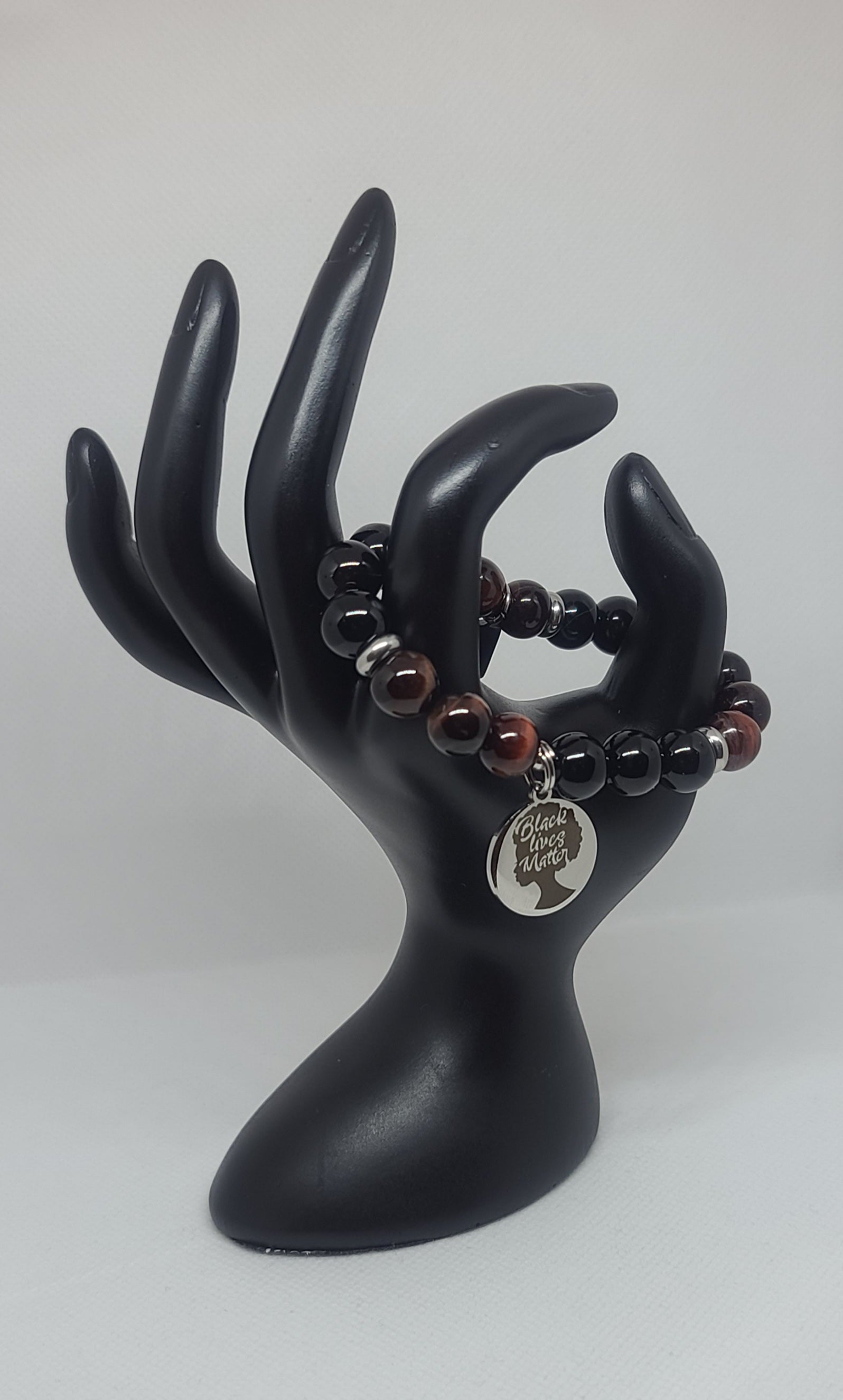 Black Onyx & Red Tiger's Eye 10mm