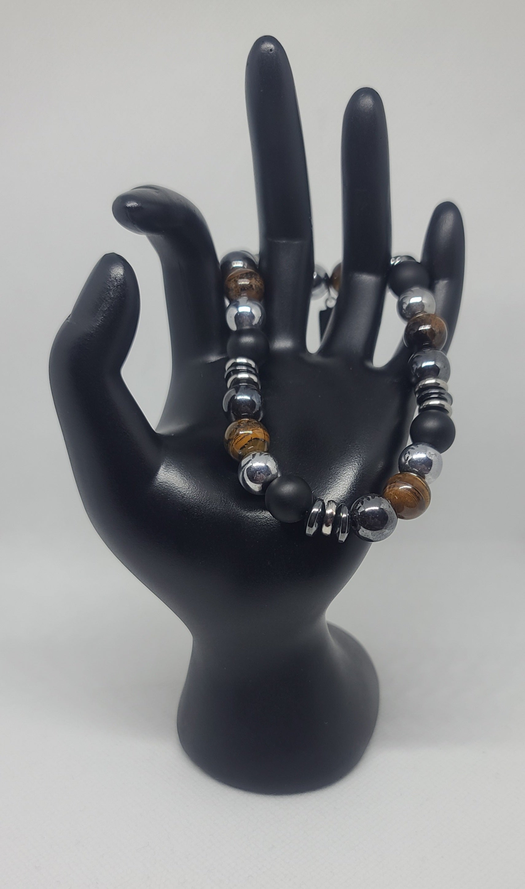 Matte Black Onyx, Hematite, Tiger's Eye 10mm