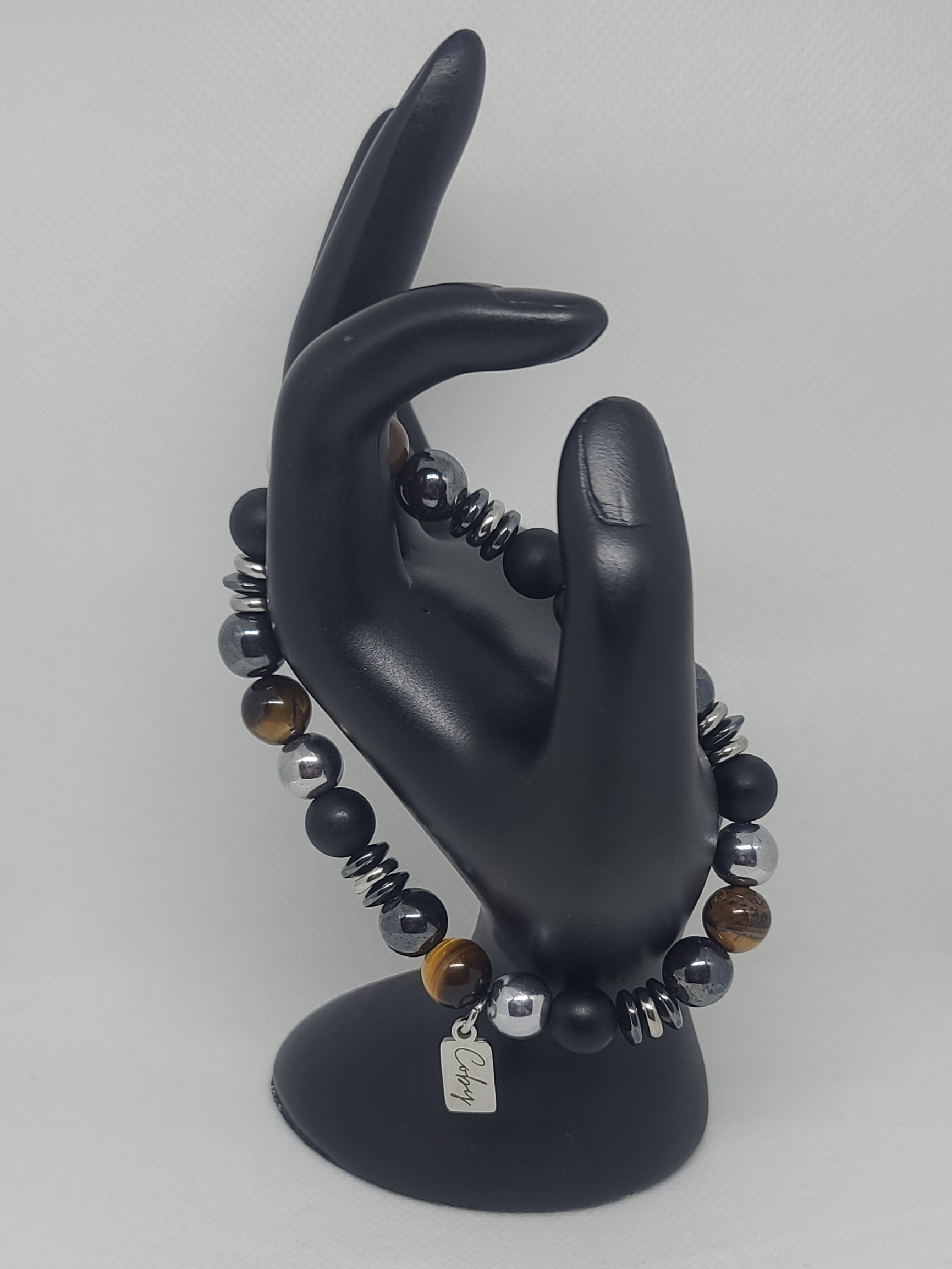 Matte Black Onyx, Hematite, Tiger's Eye 10mm