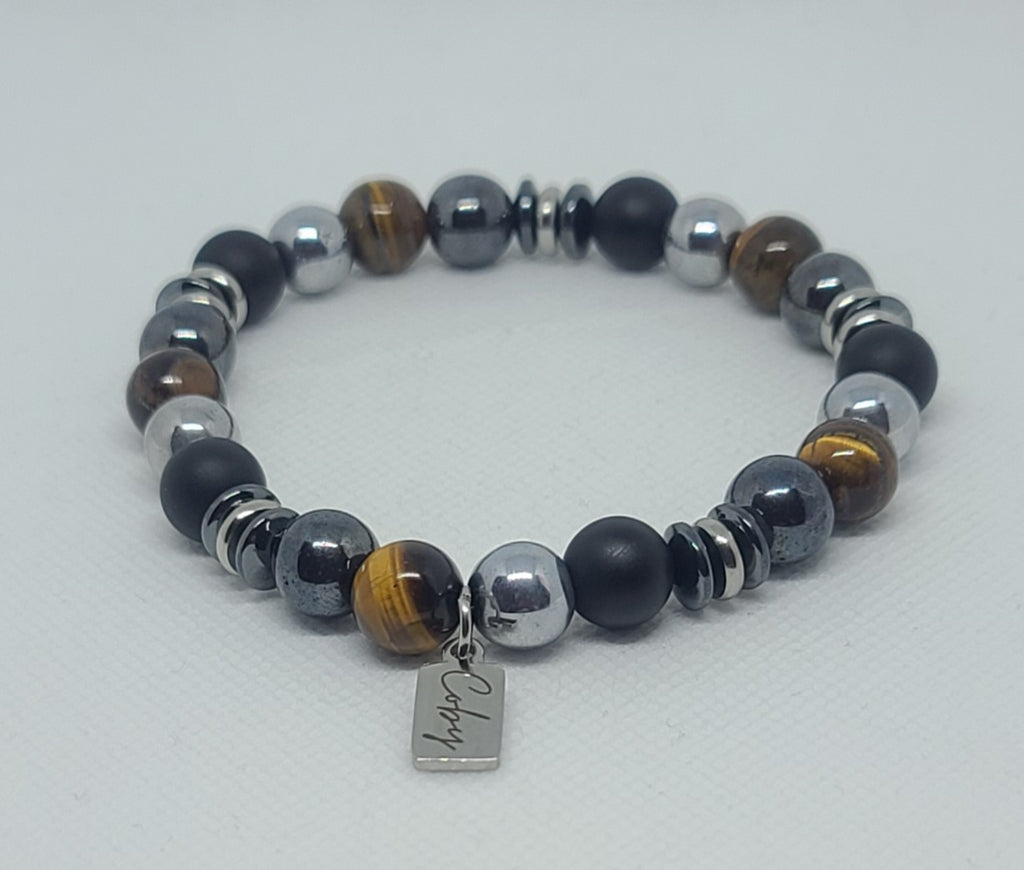 Matte Black Onyx, Hematite, Tiger's Eye 10mm