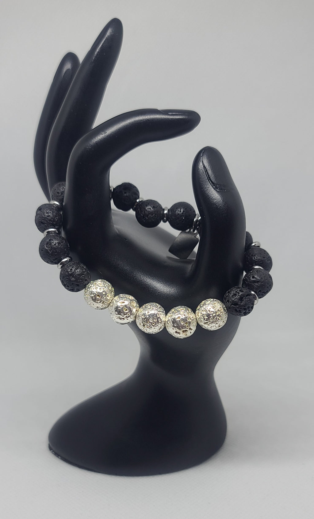 Black & Silver Coated Lava 10mm