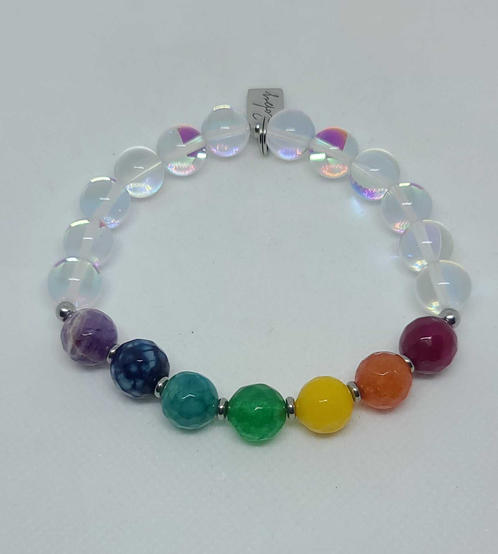 Mystic Quartz & Faceted Amethyst, Agate 10mm