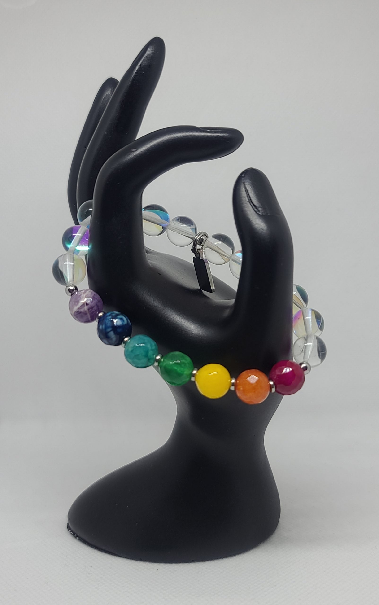 Mystic Quartz & Faceted Amethyst, Agate 10mm
