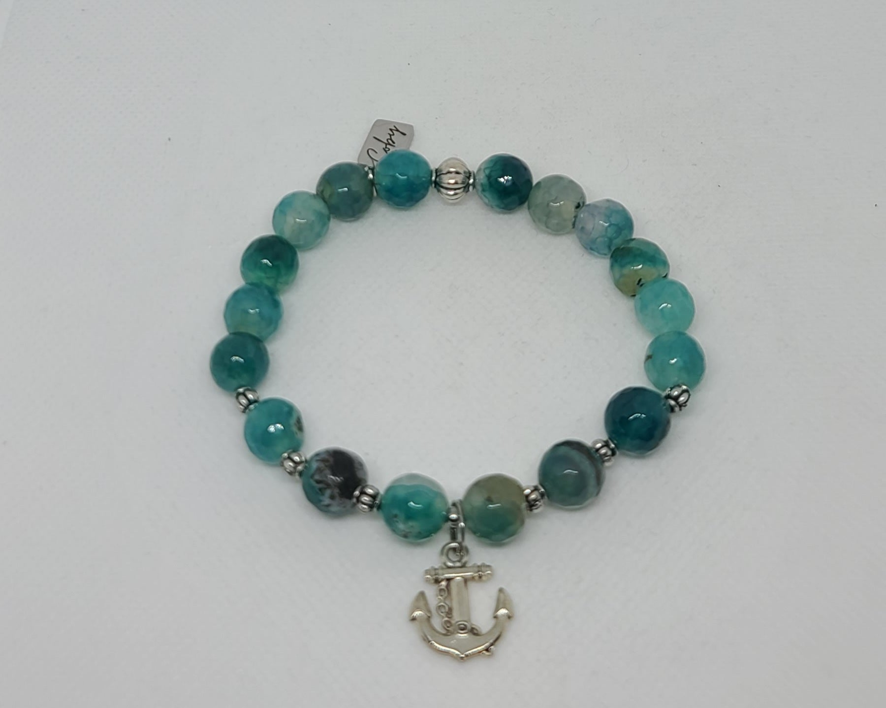 Teal Banded Agate Faceted 10mm