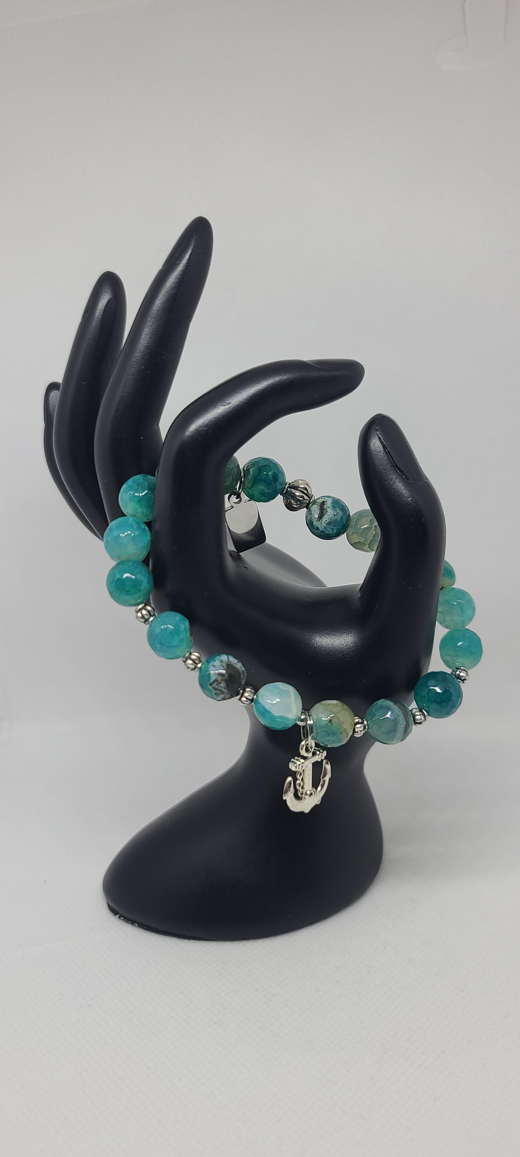 Teal Banded Agate Faceted 10mm