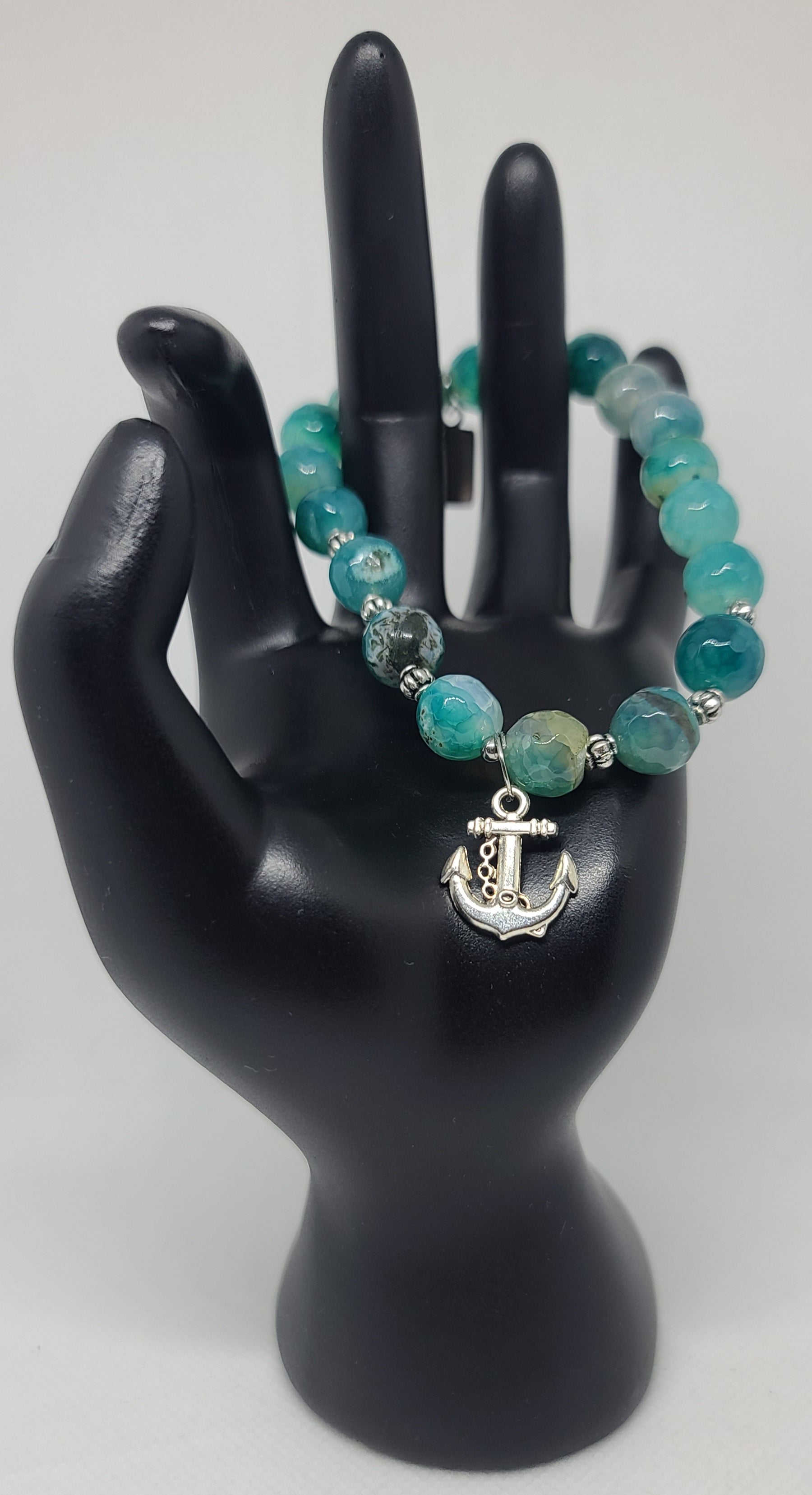 Teal Banded Agate Faceted 10mm