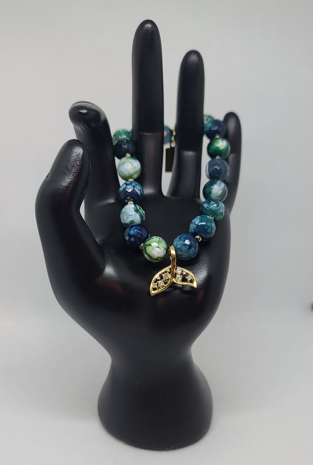 Blue/Green Dragon Vein Agate Faceted 10mm