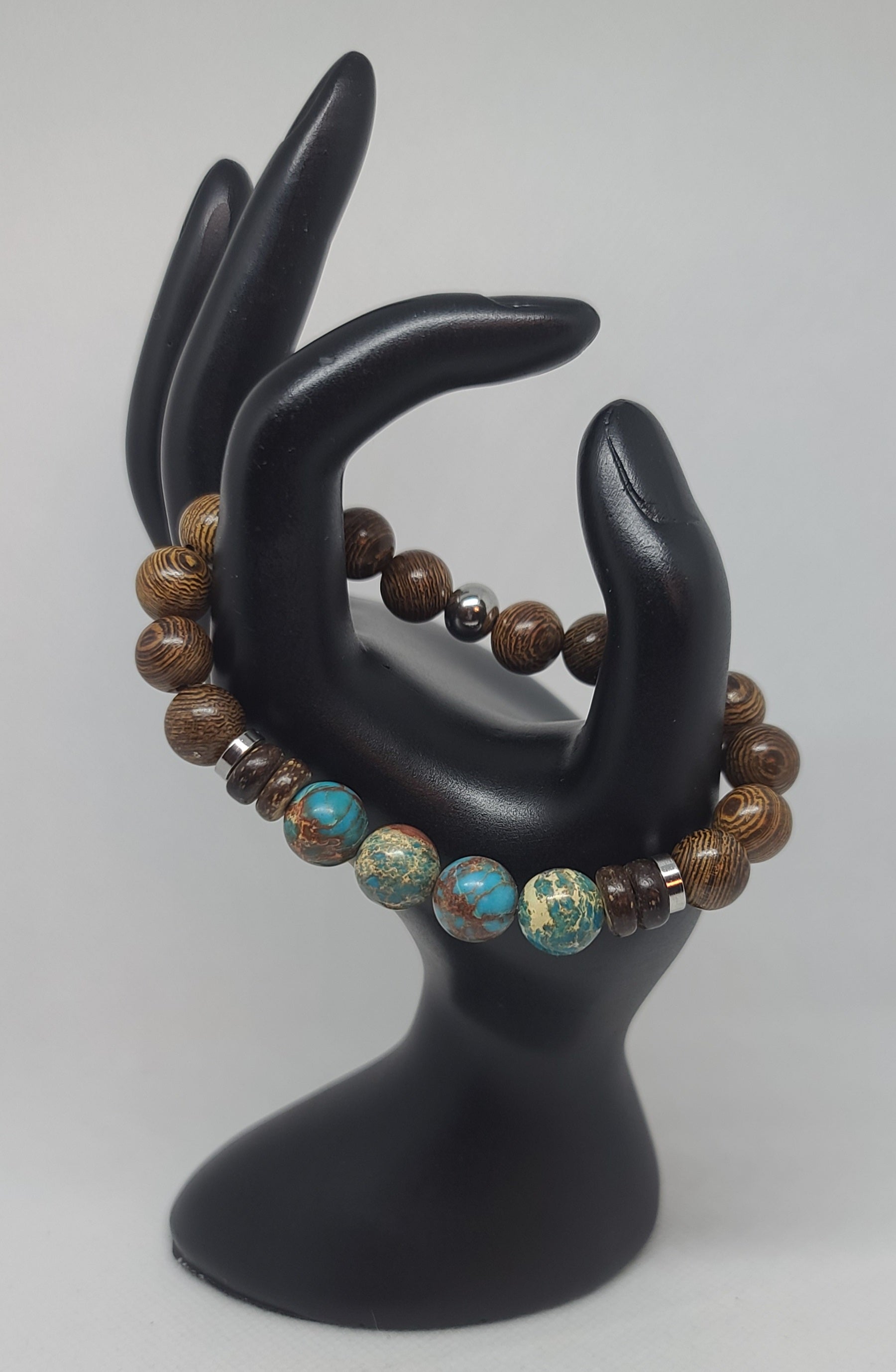 Blue Sea Sediment Jasper & Wood 10mm