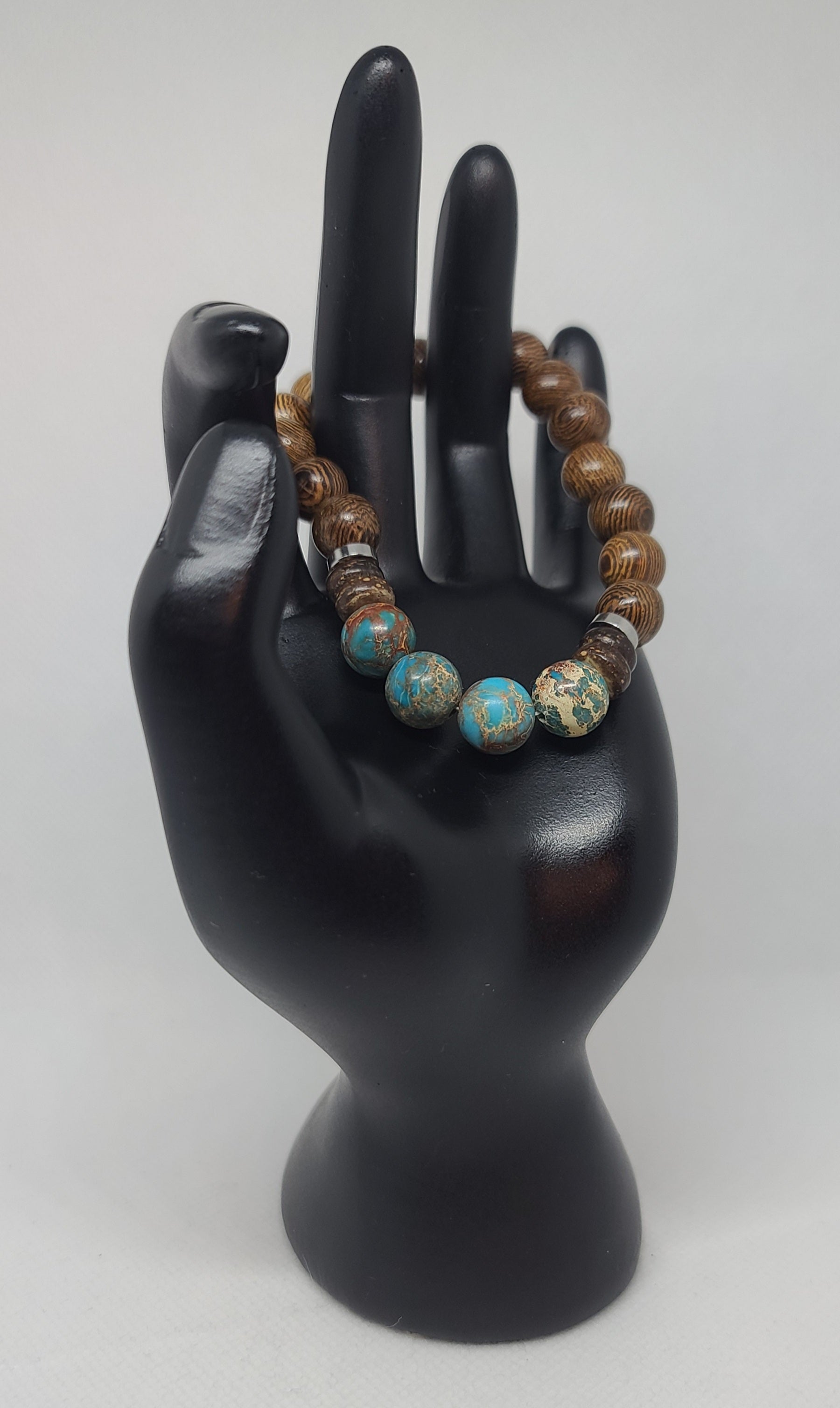 Blue Sea Sediment Jasper & Wood 10mm