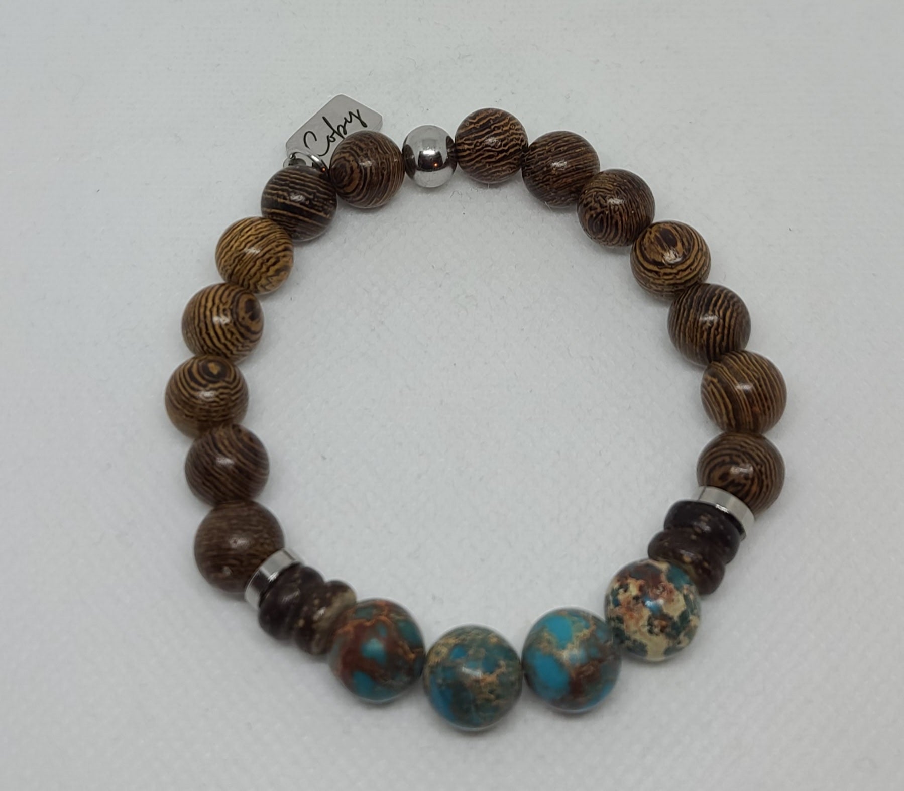 Blue Sea Sediment Jasper & Wood 10mm