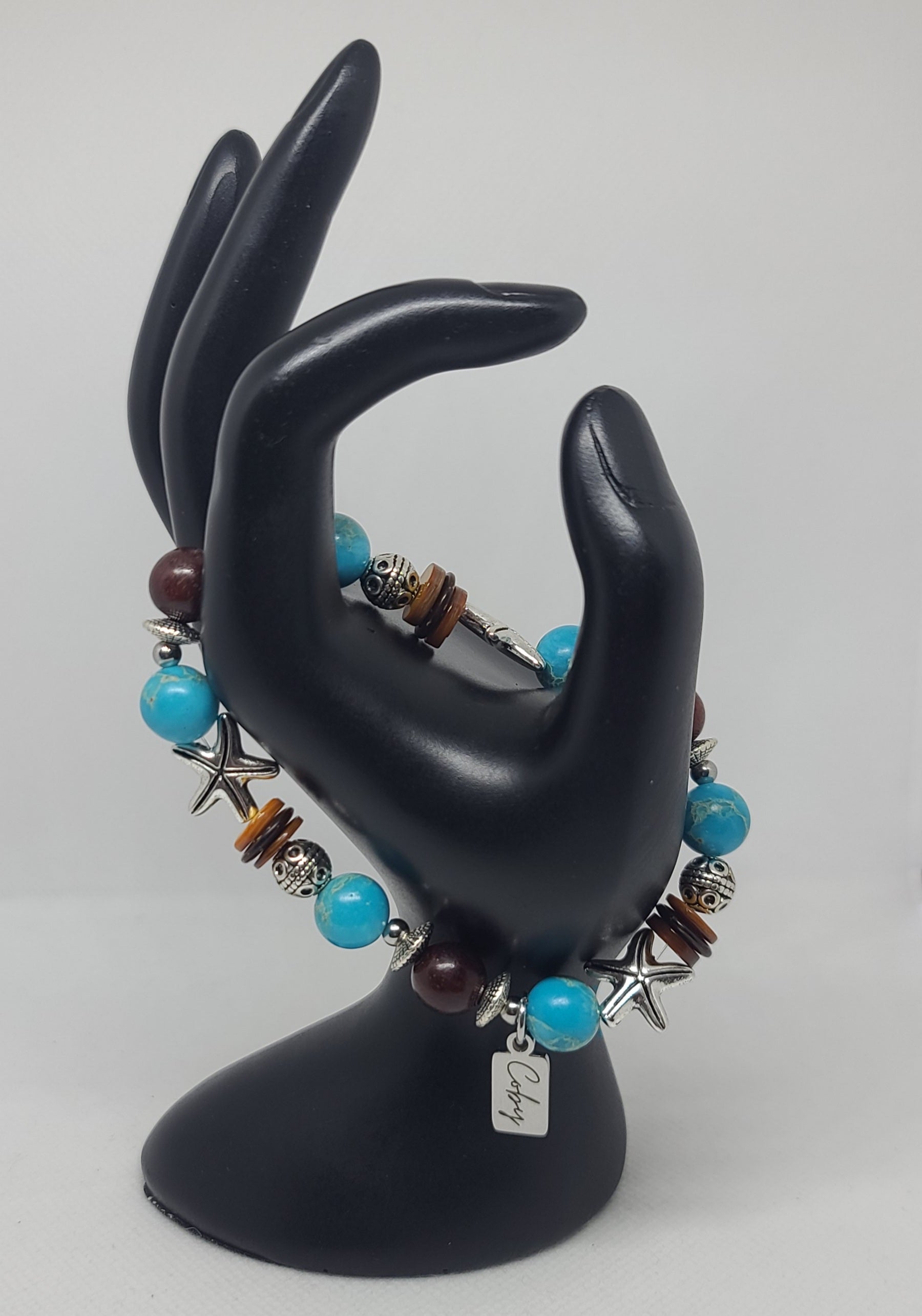 Blue Sea Sediment Jasper & Wood 10mm