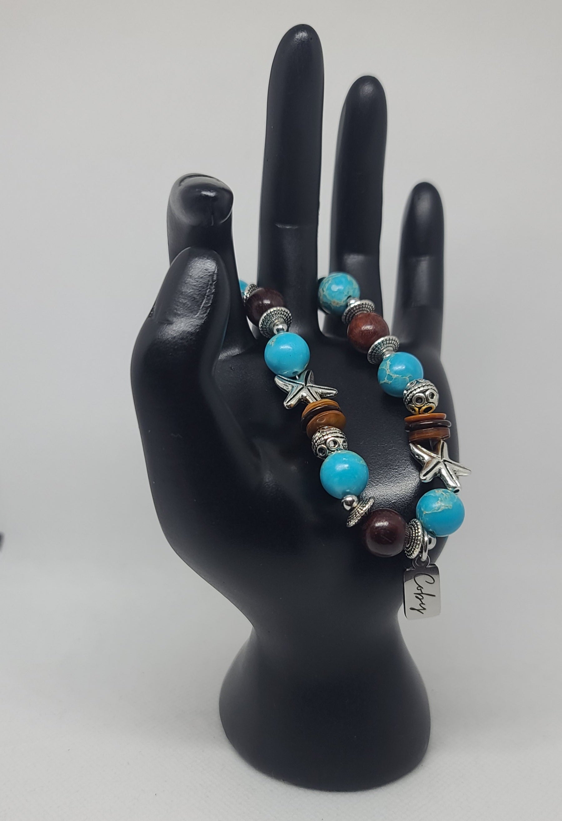 Blue Sea Sediment Jasper & Wood 10mm