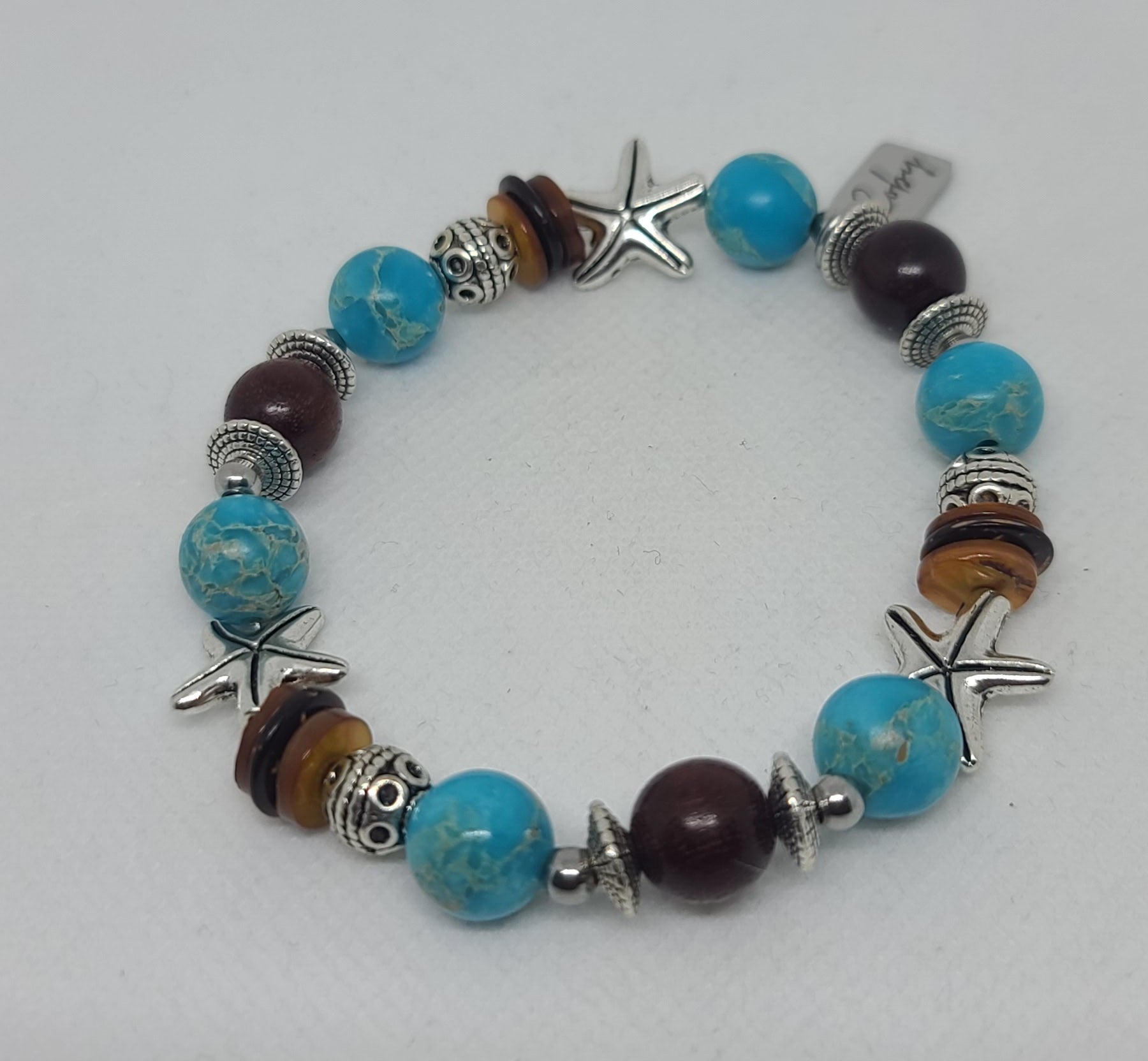 Blue Sea Sediment Jasper & Wood 10mm